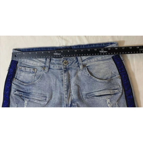 M.Society Politically Incorrect Denim Jean Shorts Size 34 7 Pockets Distressed - Picture 9 of 12